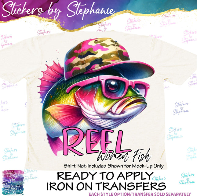 (s04-269) Reel Girls Fish Bass Iron-On Transfer
