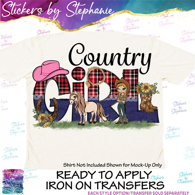 (s04-270) Country Girl Horse Iron-On Transfer
