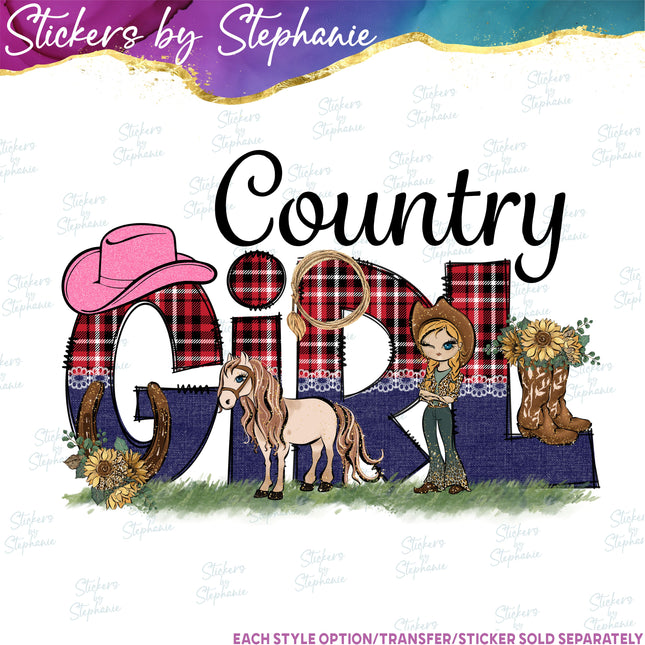 (s04-270) Country Girl Horse Iron-On Transfer