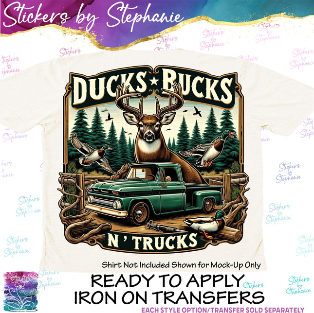 (s04-272) Ducks Bucks n Trucks Iron-On Transfer