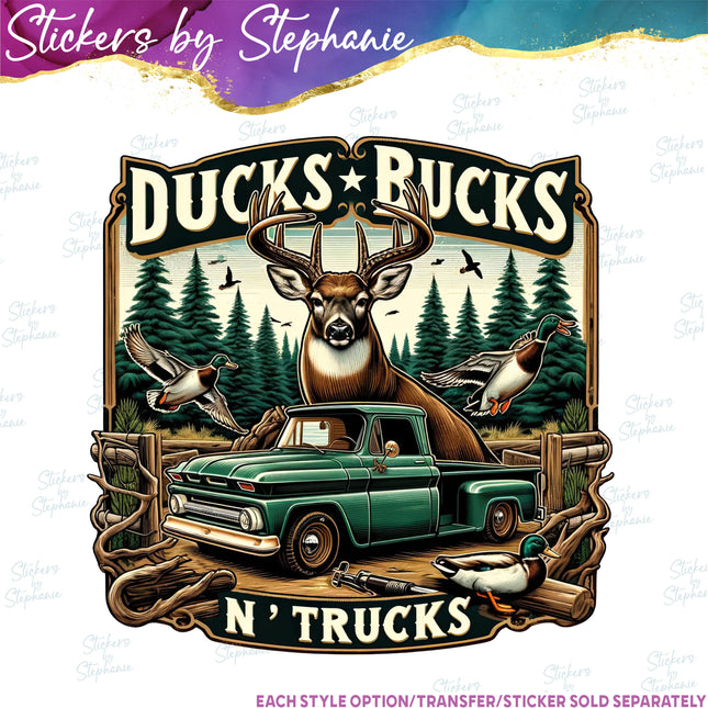 (s04-272) Ducks Bucks n Trucks Iron-On Transfer