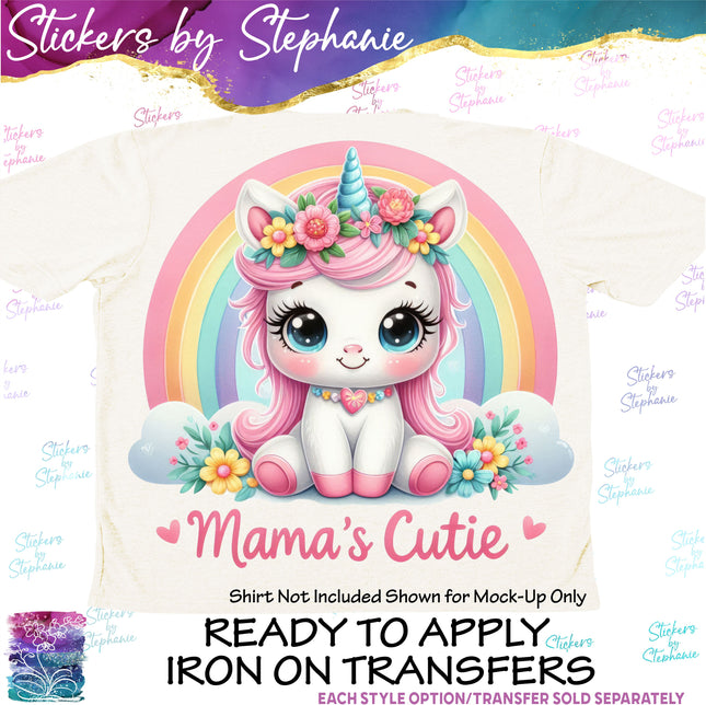 (s04-276) Mama's Cutie Unicorn Iron-On Transfer