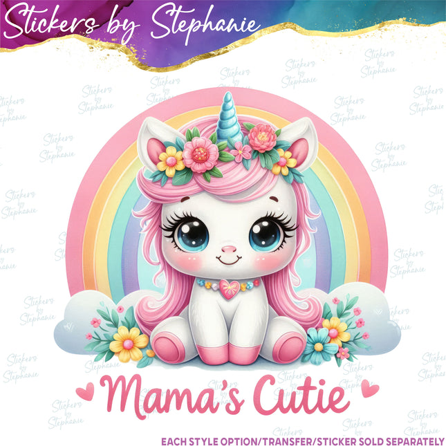 (s04-276) Mama's Cutie Unicorn Iron-On Transfer
