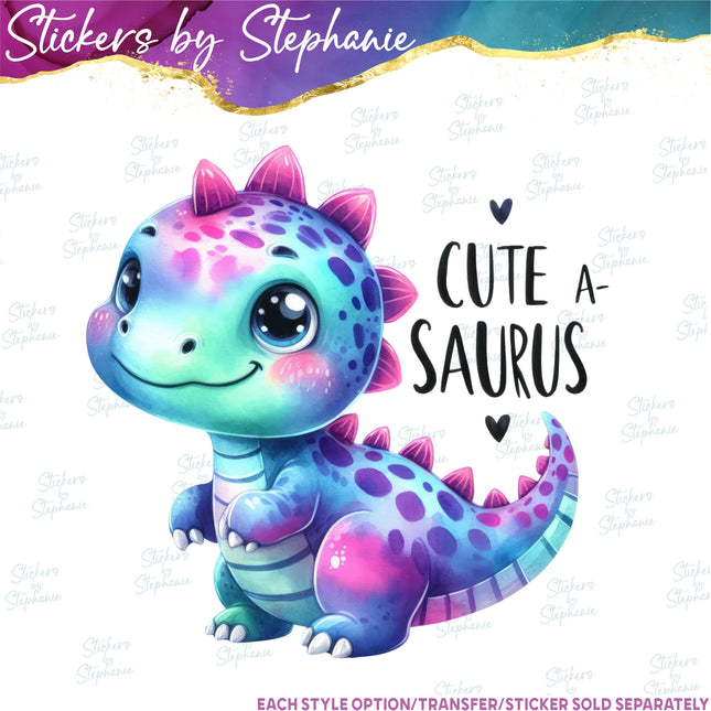 (s04-280) Cute-A-Saurus Dinosaur Iron-On Transfer
