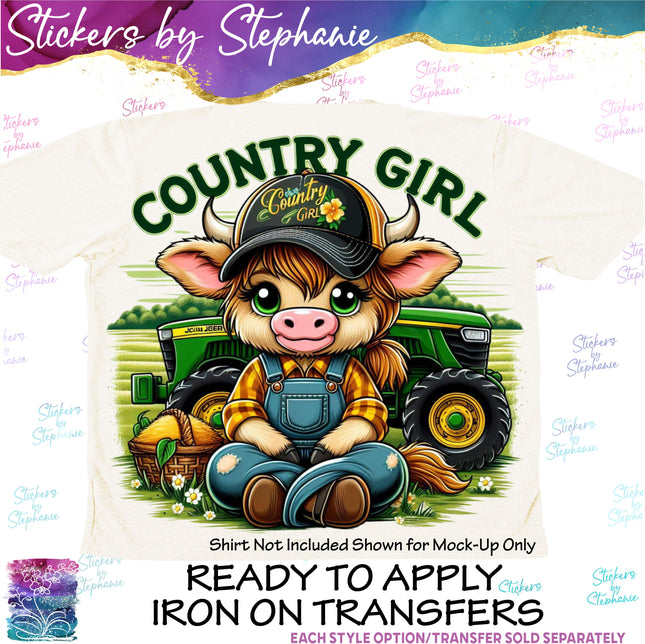 (s04-281) Country Girl Cow Iron-On Transfer