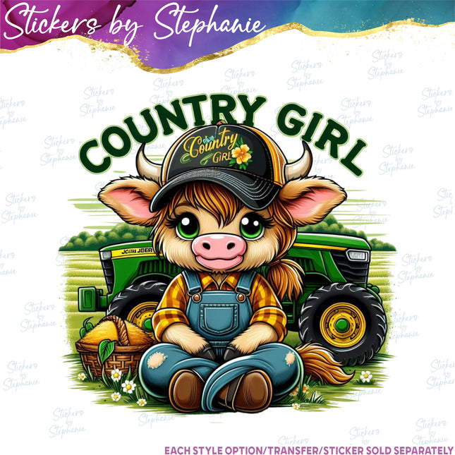 (s04-281) Country Girl Cow Iron-On Transfer