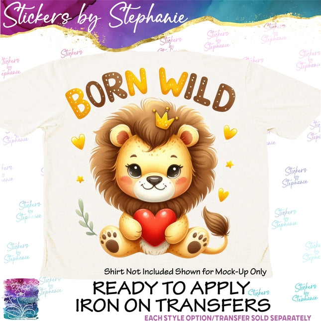 (s04-248) Born Wild Lion Iron-On Transfer