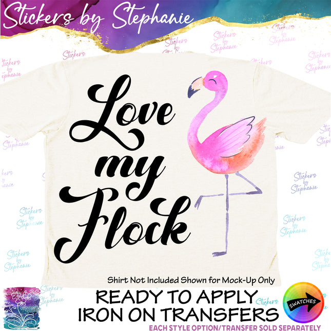 (s04-284) Love My Flock Flamingo Iron-On Transfer