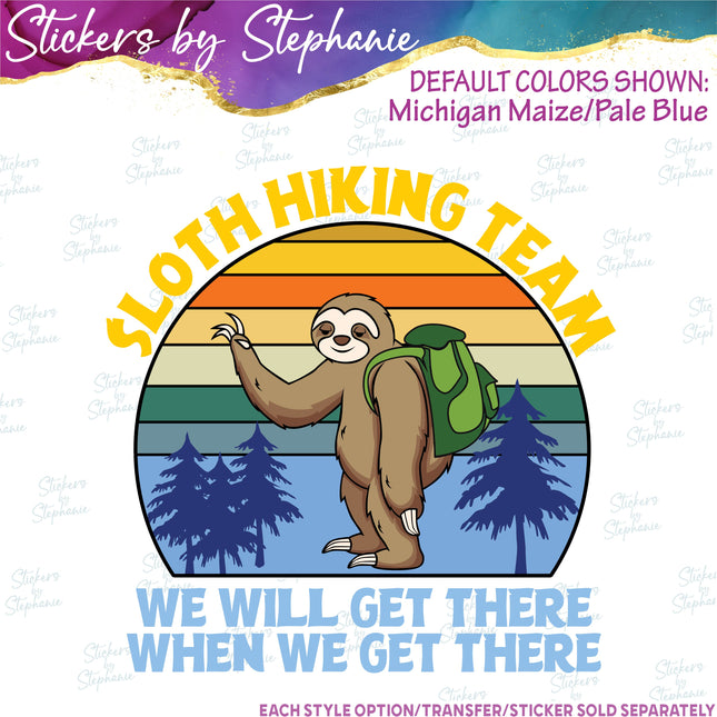 (s04-286) Sloth Hiking Team Iron-On Transfer