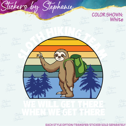(s04-286) Sloth Hiking Team Iron-On Transfer or Sticker
