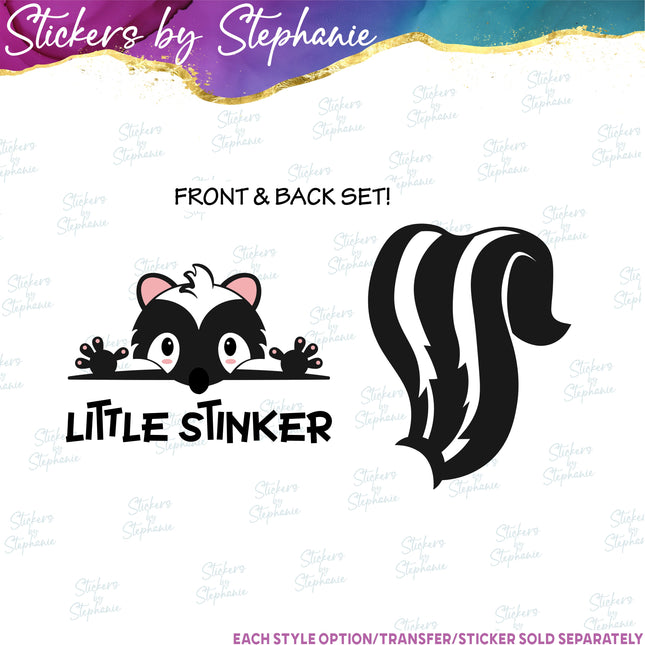 (s04-289) Little Stinker Skunk Set Iron-On Transfer