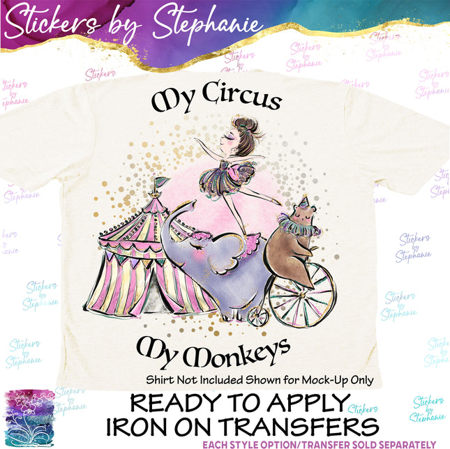 (s04-292) My Circus My Monkeys Iron-On Transfer