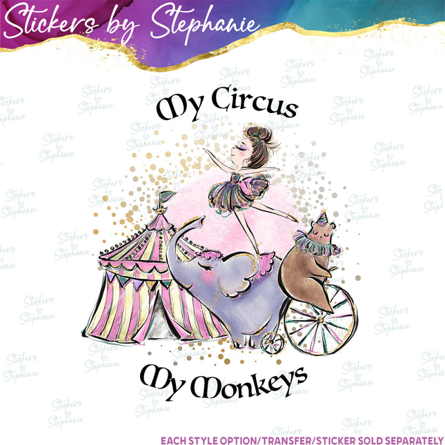 (s04-292) My Circus My Monkeys Iron-On Transfer
