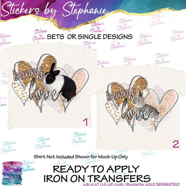 (s04-249) Bunny Love, Dutch Rabbit Iron-On Transfer