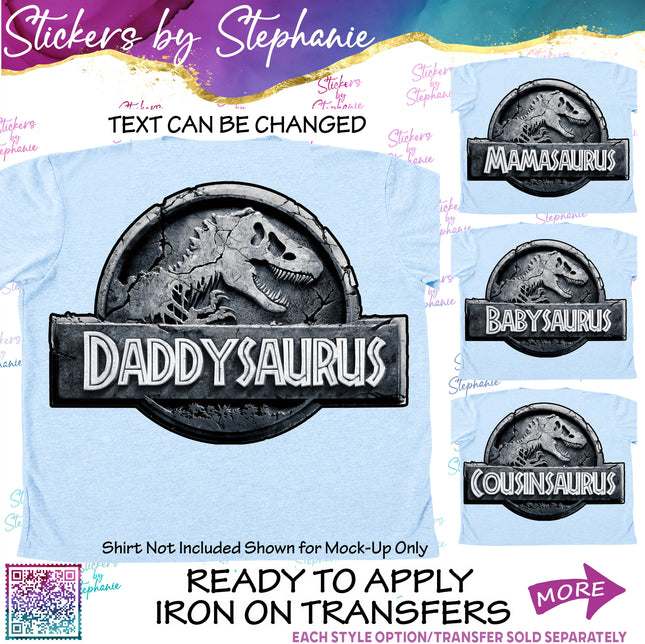 (s06-096) Stone Dinosaur Logo Family Custom Iron-On Transfer