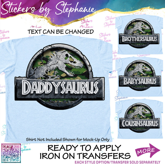 (s06-100) Camo Stone Dinosaur Logo Family Custom Iron-On Transfer