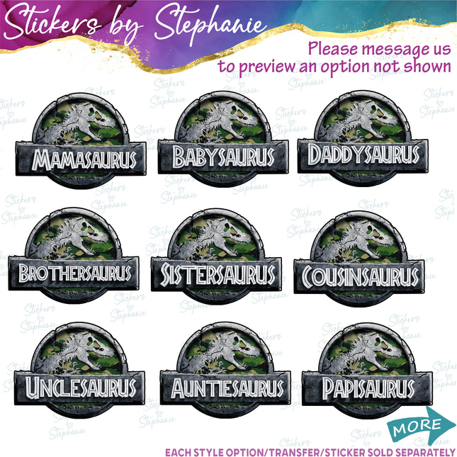 (s06-100) Camo Stone Dinosaur Logo Family Custom Iron-On Transfer