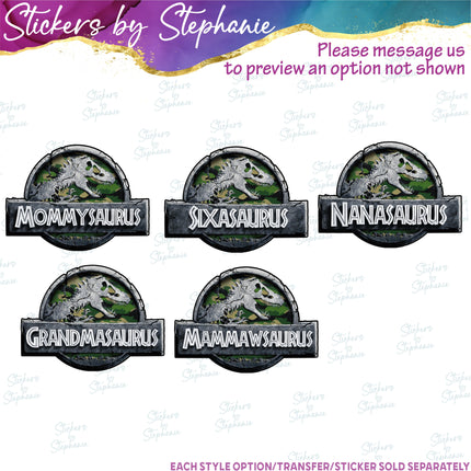 (s06-100) Camo Stone Dinosaur Logo Family Custom Iron-On Transfer or Sticker