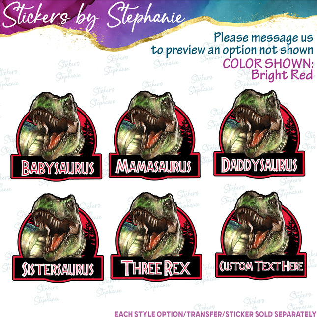 (s06-101) Dinosaur Custom Text Iron-On Transfer