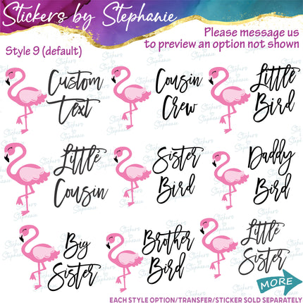 (s06-085) Mama, Baby Bird Flamingo Family Custom Iron-On Transfer or Sticker