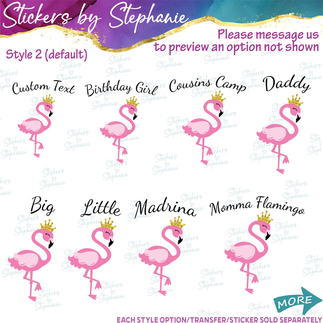 (s06-086) Mama, Baby Bird Flamingo Family Custom Iron-On Transfer