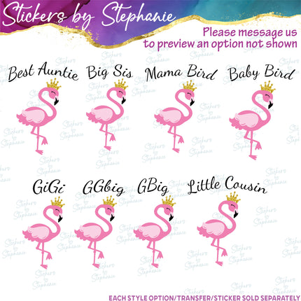 (s06-086) Mama, Baby Bird Flamingo Family Custom Iron-On Transfer or Sticker
