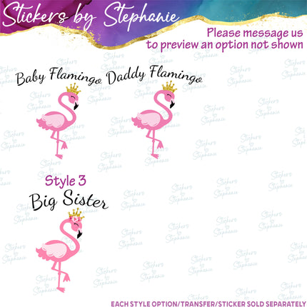 (s06-086) Mama, Baby Bird Flamingo Family Custom Iron-On Transfer or Sticker