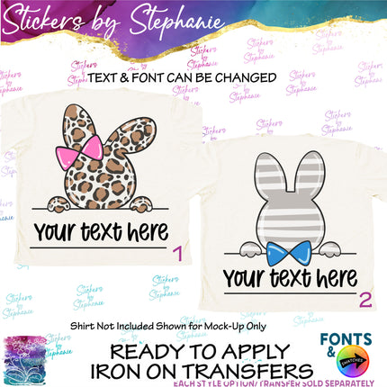 (s06-091) Bunny Rabbit Split Text Name Custom Iron-On Transfer or Sticker