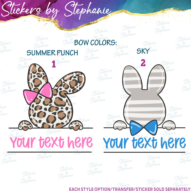 (s06-091) Bunny Rabbit Split Text Name Custom Iron-On Transfer