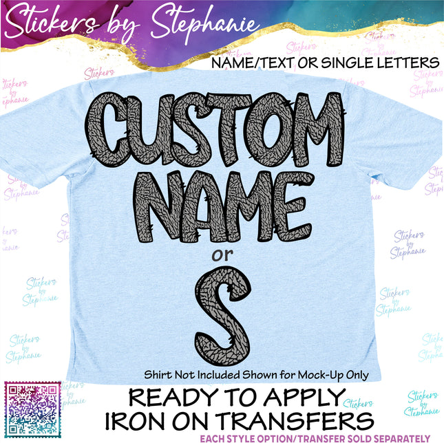 (s11-010) Elephant Print Letters Custom Name Text Iron-On Transfer or Sticker