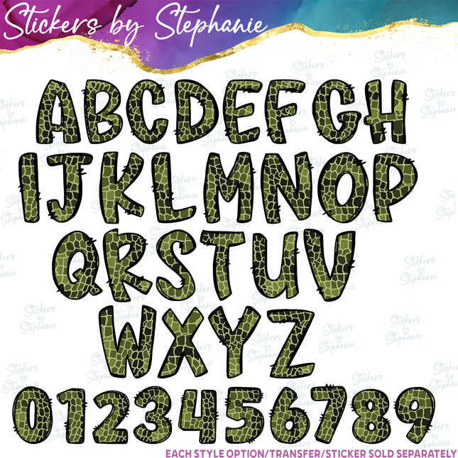(s11-011) Alligator Crocodile Print Letters Custom Name Text Iron-On Transfer or Sticker