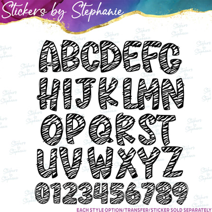 (s11-013) Zebra Print Letters Custom Name Text Iron-On Transfer or Sticker