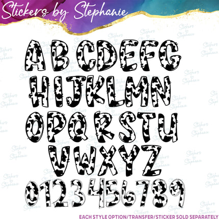 (s11-015) Cow Print Letters Custom Name Text Iron-On Transfer or Sticker