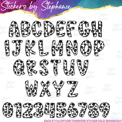 (s11-016) Cow Print Letters Custom Name Text Iron-On Transfer or Sticker