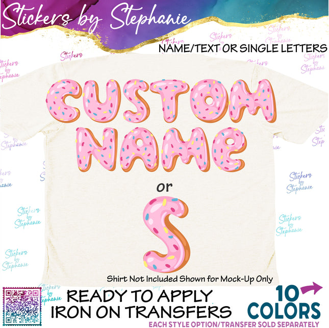 (s11-018) Donut Letters Custom Name Text Iron-On Transfer or Sticker
