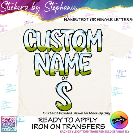 (s11-019) Doodle Letters Custom Name Text Iron-On Transfer or Sticker