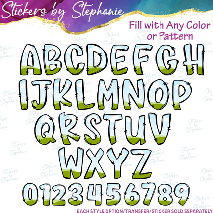(s11-019) Doodle Letters Custom Name Text Iron-On Transfer or Sticker