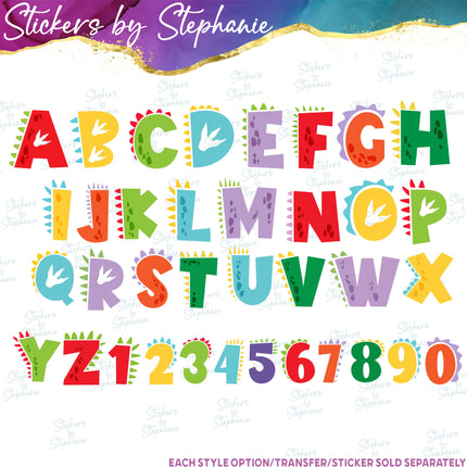 (s11-002) Dinosaur Letters Custom Name Text Iron-On Transfer or Sticker