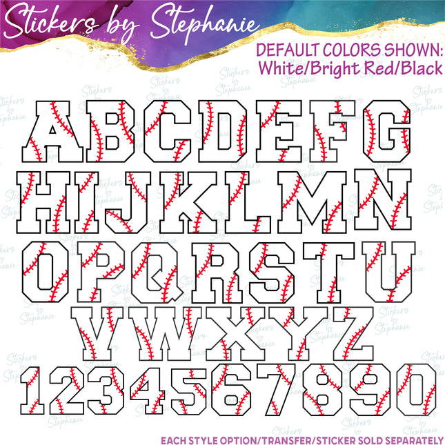 (s11-020) Baseball Letters Custom Name Text Iron-On Transfer or Sticker