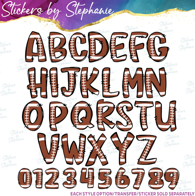 (s11-023) Football Letters Custom Name Text Iron-On Transfer or Sticker