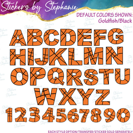 (s11-024) Basketball Letters Custom Name Text Iron-On Transfer or Sticker