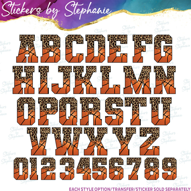 (s11-025) Basketball Leopard Letters Custom Name Text Iron-On Transfer or Sticker