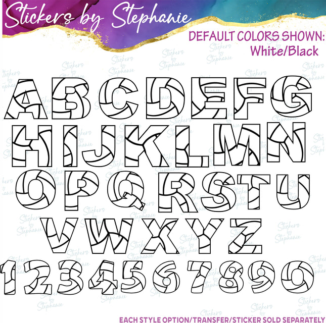 (s11-026) Volleyball Letters Custom Name Text Iron-On Transfer or Sticker