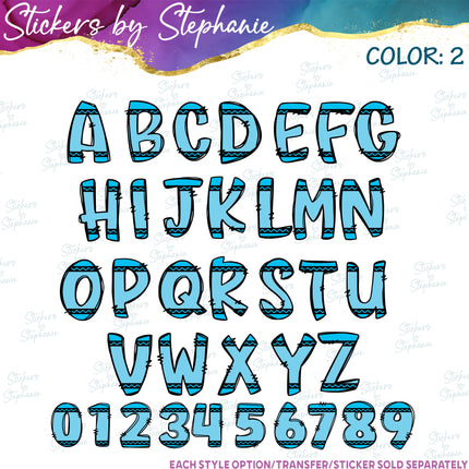 (s11-032) Crayon Letters Custom Name Text Iron-On Transfer or Sticker