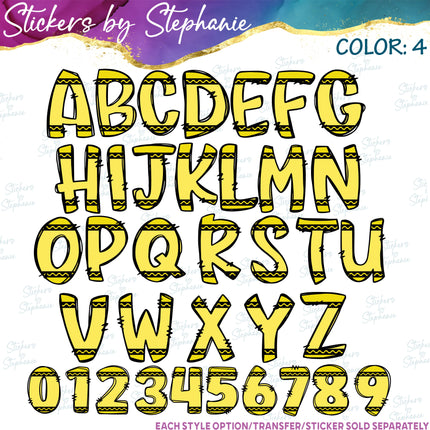 (s11-032) Crayon Letters Custom Name Text Iron-On Transfer or Sticker