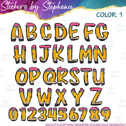 (s11-033) School Supplies Teacher Student Letters Custom Name Text Iron-On Transfer or Sticker