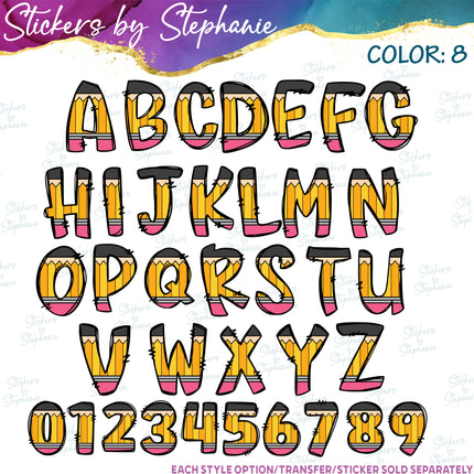 (s11-033) School Supplies Teacher Student Letters Custom Name Text Iron-On Transfer or Sticker