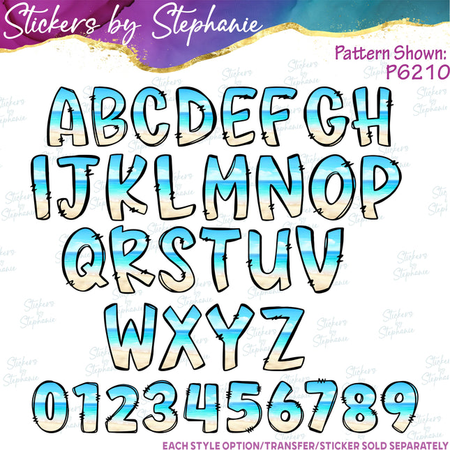 (s11-037) Beach Ocean Letters Custom Name Text Iron-On Transfer or Sticker