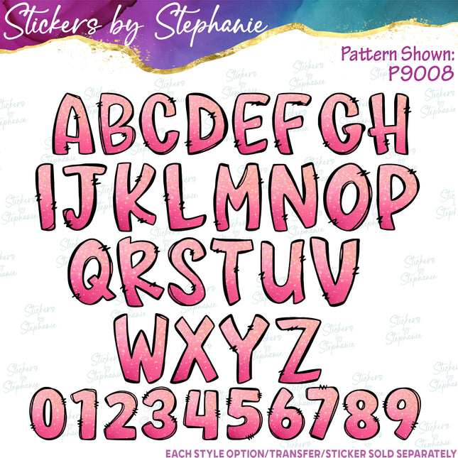 (s11-038) Pink Gold Bokeh Letters Custom Name Text Iron-On Transfer or Sticker