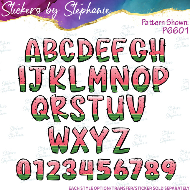 (s11-039) Pink Watermelon Letters Custom Name Text Iron-On Transfer or Sticker